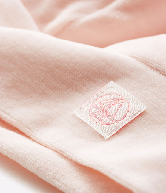 Cuffietta nascita bebè in ciniglia rosa FLEUR