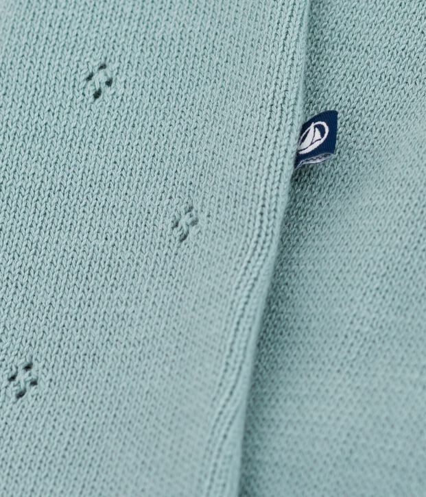 Pagliaccetto neonato in maglia a punto legaccio con spalline verde