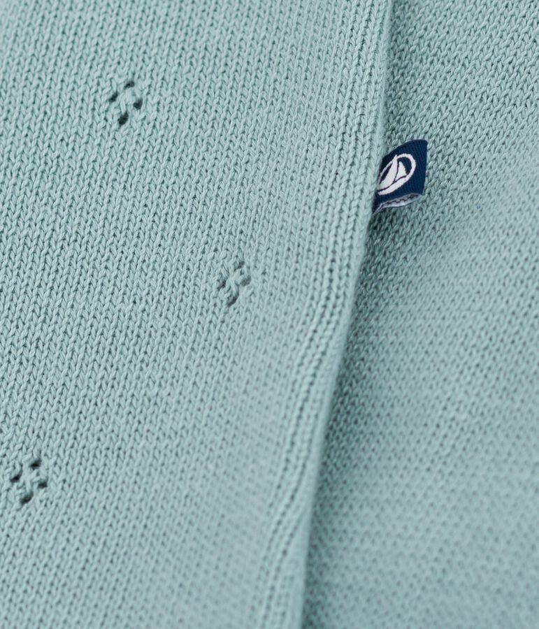 Pagliaccetto neonato in maglia a punto legaccio con spalline verde