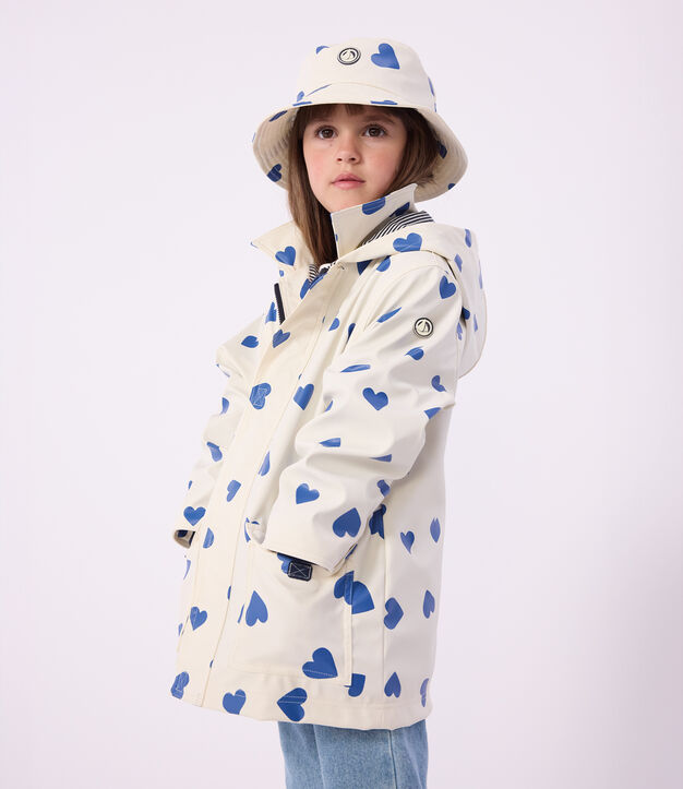 Cappellino alla pescatora con stampa a cuori bambino blu/blu