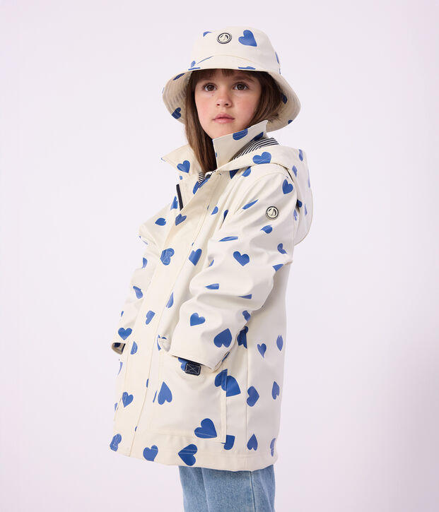 Cappellino alla pescatora con stampa a cuori bambino blu/blu