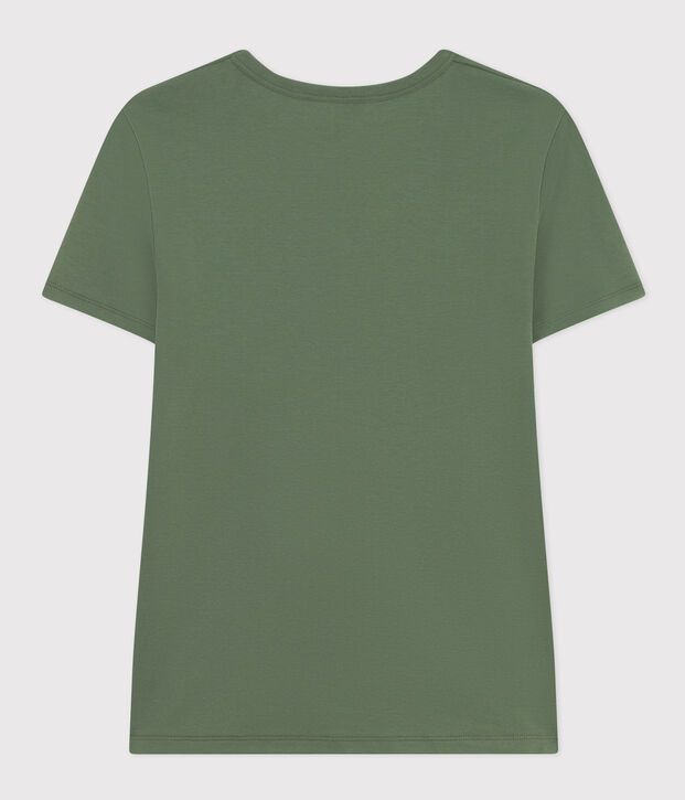 T-shirt L'Iconique scollo a V in cotone tinta unita donna verde