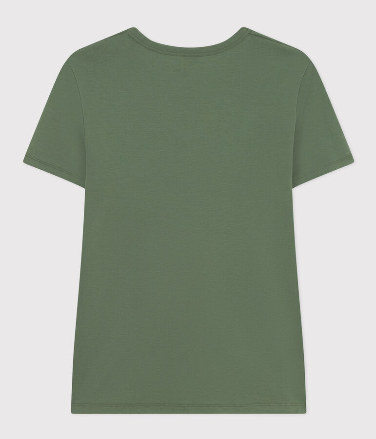 T-shirt L'Iconique scollo a V in cotone tinta unita donna verde