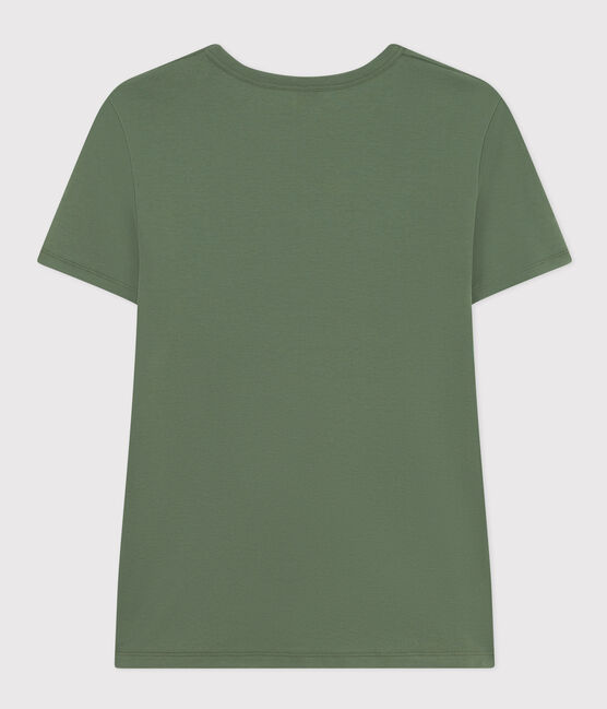T-shirt L'Iconique scollo a V in cotone tinta unita donna verde CROCO