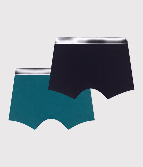 Set di 2 boxer in cotone ed elastan tinta unita bambino variante 2