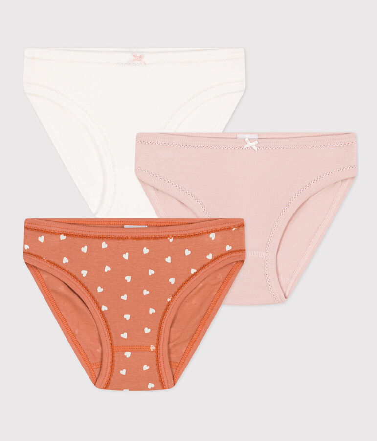 Confezione da 3 slip bambina in cotone con motivo cuore multicolore