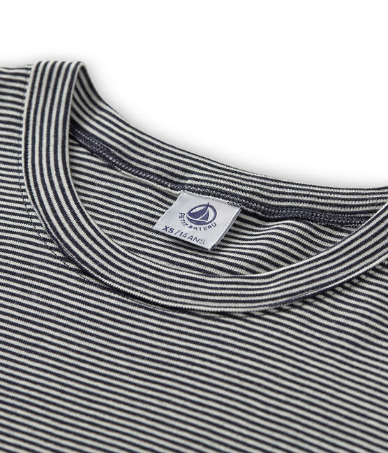 T-shirt manica corta iconica donna blu SMOKING/bianco MARSHMALLOW