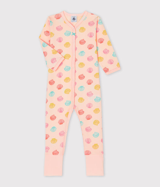 Tutina pigiama bebè femmina a costine rosa FLEUR/bianco MULTICO