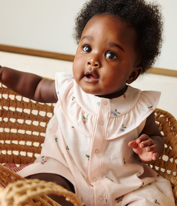 Abito neonato a maniche corte in cotone e bloomer con stampa di frutti rosa/multicolore