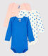 Confezione da 3 body con cuori blu a manica lunga