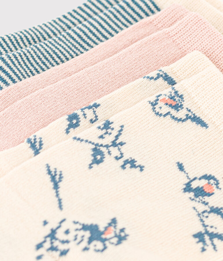 Confezione da 3 paia di calzini bambina con motivo uccelli multicolore