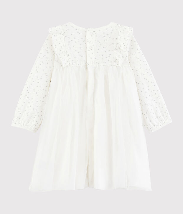 Abito a maniche lunghe da beb&egrave; femmina bianco/grigio