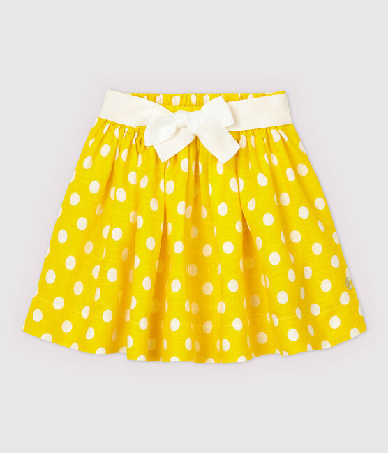 Gonna in lino bambina giallo SHINE/bianco MARSHMALLOW
