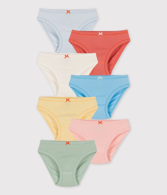 Confezione da 7 slip a tinta unita bambina in cotone biologico variante 1