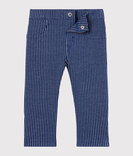 Pantalone maschietto in maglia a righe blu SMOKING/bianco MARSHMALLOW