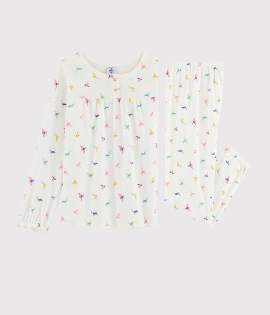 Pigiama fantasia bambina a costine bianco MARSHMALLOW/bianco MULTICO