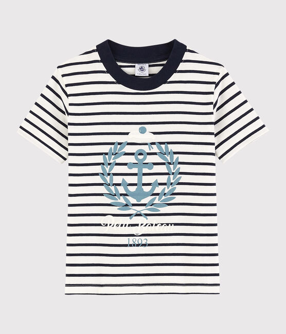 T-shirt maniche corte in jersey bambino bianco MARSHMALLOW/blu SMOKING
