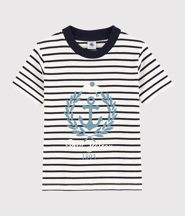 T-shirt maniche corte in jersey bambino bianco/blu