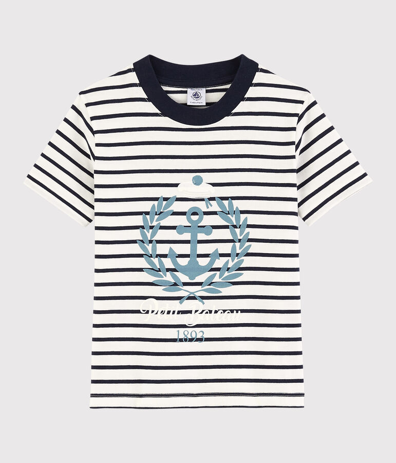 T-shirt maniche corte in jersey bambino bianco/blu