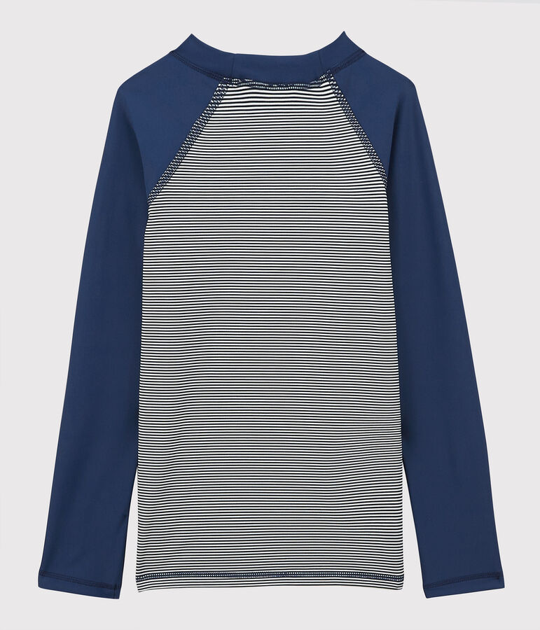 T-shirt anti-uv riciclata bambina - bambino blu/bianco