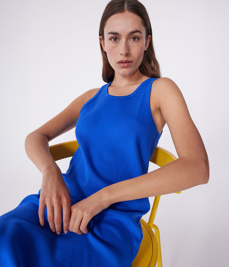 Abito canotta lungo in cotone donna blu PERSE