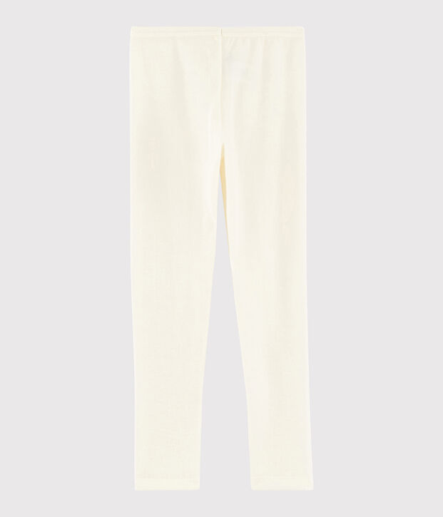 Leggings bambino tinta unita in lana e cotone beige