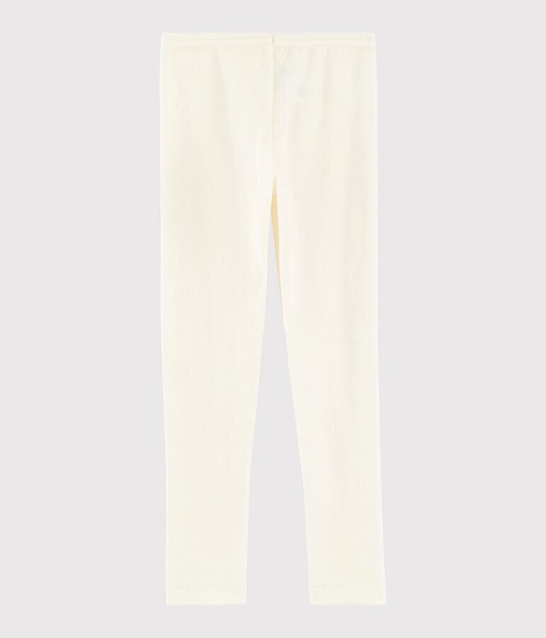 Leggings bambino tinta unita in lana e cotone beige ECRU