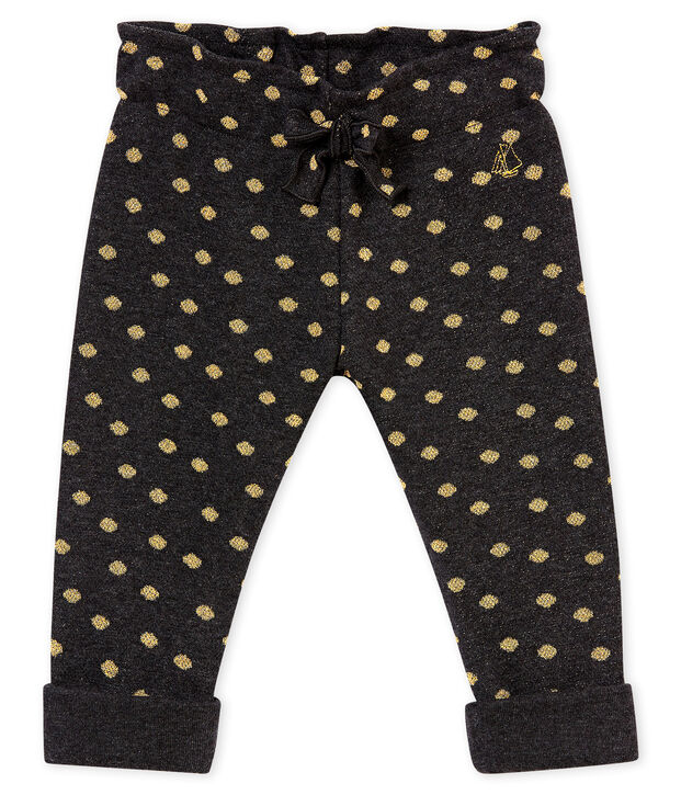Pantalone per beb&eacute; femmina con stampa di pois dorati grigio/giallo