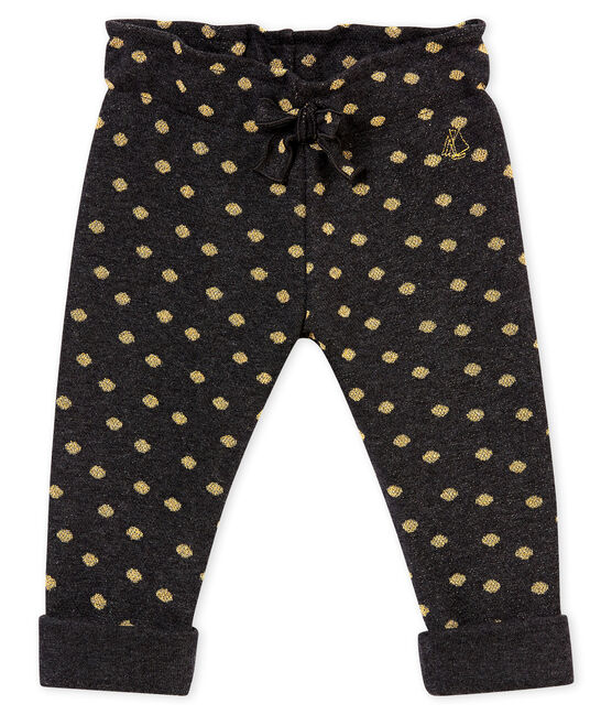 Pantalone per bebé femmina con stampa di pois dorati nero CITY/giallo DORE