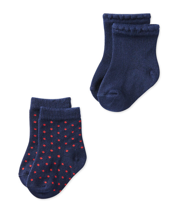 Lotto di 2 paia di calze per beb&eacute; femmina in tinta unita + a pois SPECIAL LOT 00