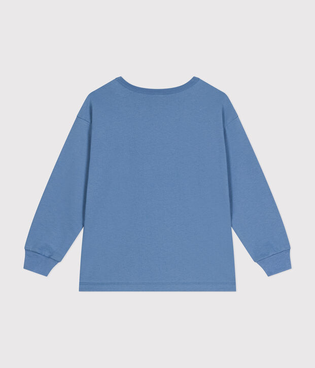 T-shirt a maniche lunghe in jersey sottile bambino blu