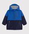 Parka bambino lunghezza media tinta unita color block blu/multicolore
