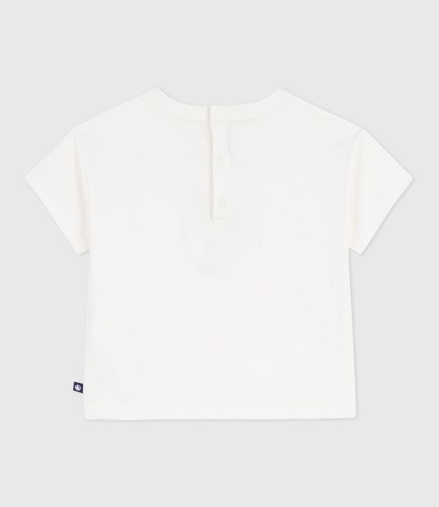 T-shirt a maniche corte in cotone con motivo gabbiano neonato bianco