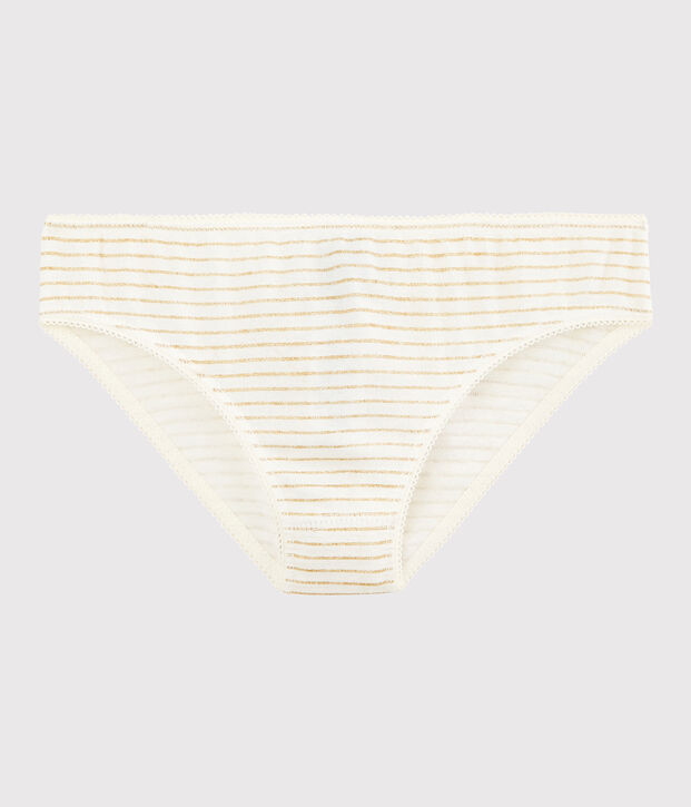 La mutandina in cotone per bambina bianco/giallo