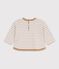 T-shirt a maniche lunghe in cotone a righe neonato. beige/ecru