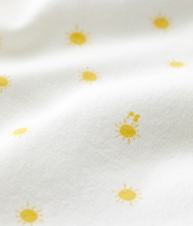 Tutina pigiama beb&egrave; in cotone biologico bianco/giallo