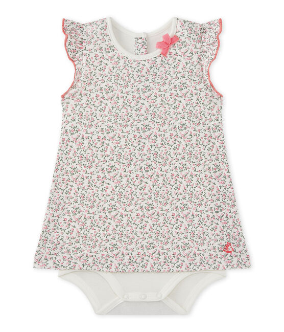 Body-abito bebé bambina stampato bianco MARSHMALLOW/blu BRUT/ MULTICO