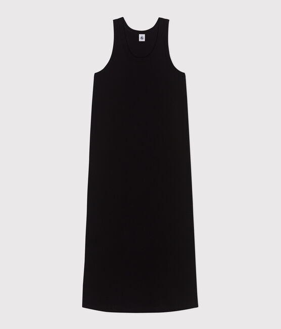 Abito canotta lungo in cotone donna nero BLACK