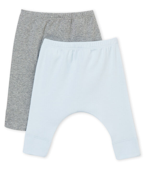 Lotto di due leggings bebé unisex a costina 1x1 grattata tinta unita variante 1