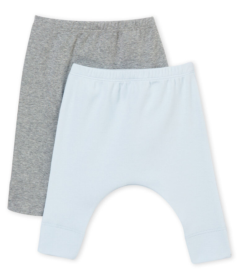 Lotto di due leggings beb&eacute; unisex a costina 1x1 grattata tinta unita multicolore