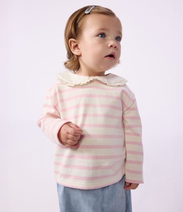 Marini&egrave;re con colletto in cotone neonato rosa/rosa