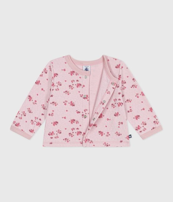 Cardigan in cotone con stampa a fiori neonato rosa JOLI/bianco MULTICO