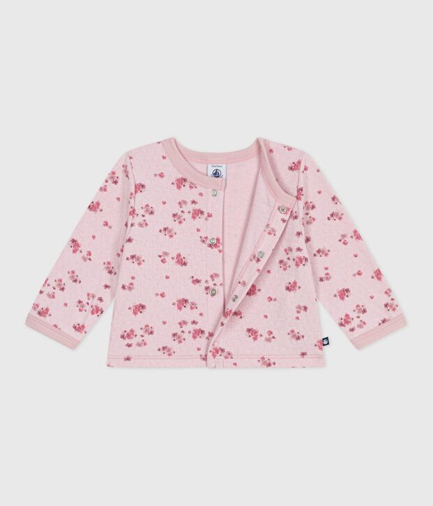 Cardigan in cotone con stampa a fiori neonata rosa/multicolore