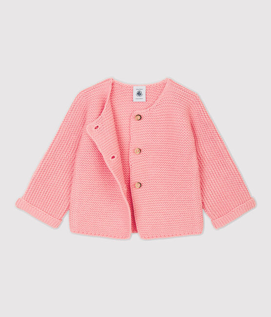 Cardigan in lana e cotone bebè. rosa CHARME