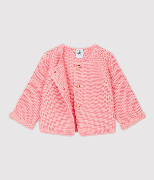 Cardigan in lana e cotone beb&egrave;. rosa