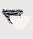 Confezione da 2 slip in cotone donna motivo cuore e rigato