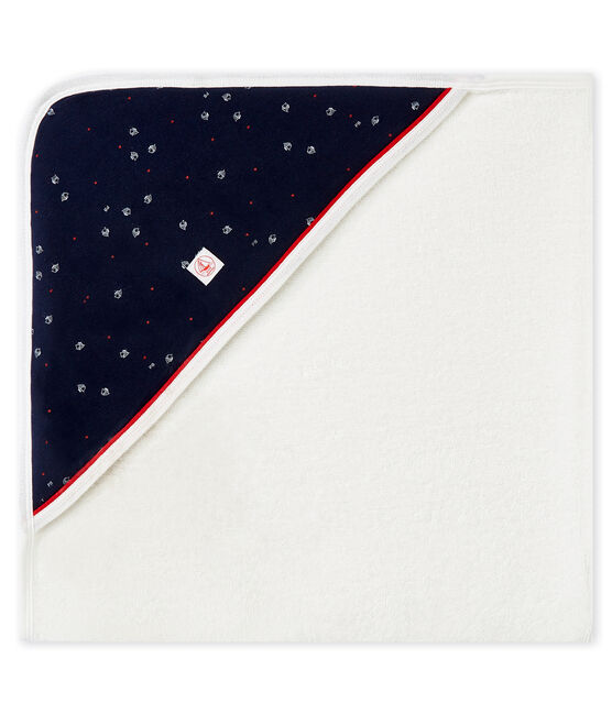 Scatola regalo con telo da bagno stampato per bebé maschio blu SMOKING/bianco MULTICO