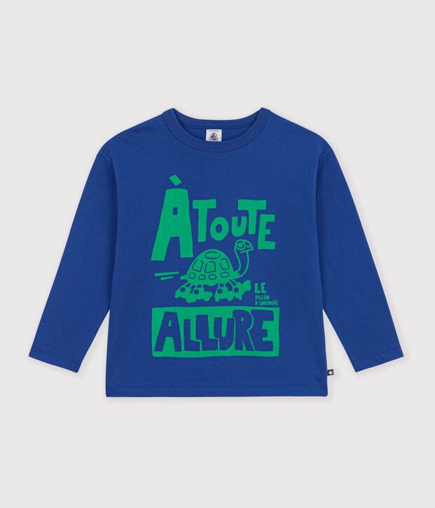 T-shirt a maniche lunghe fantasia bambino blu