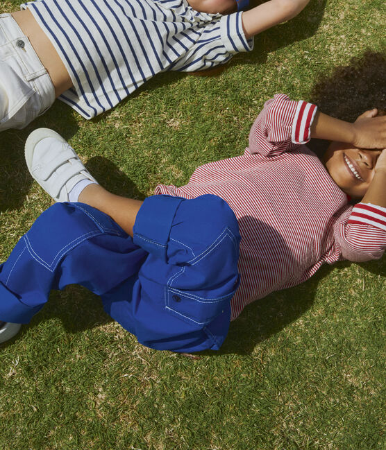 Pantaloni cargo bambina / bambino in twill blu NEWBLEU
