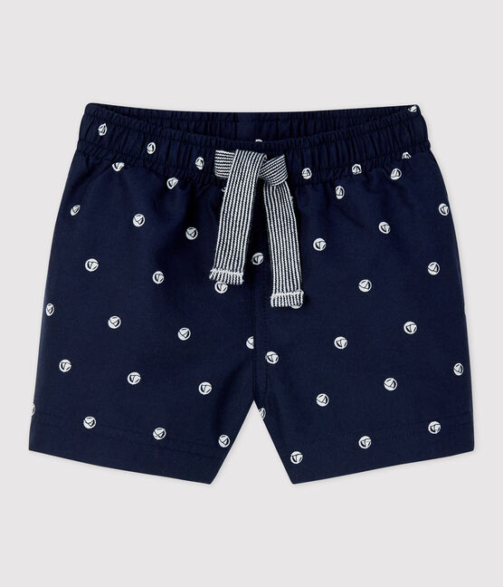 Shorts da mare per bebè in materiale eco-sostenibile blu SMOKING/bianco MARSHMALLOW